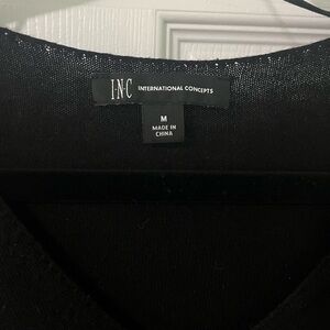 INC International Concepts Black Step Hem Sweater
